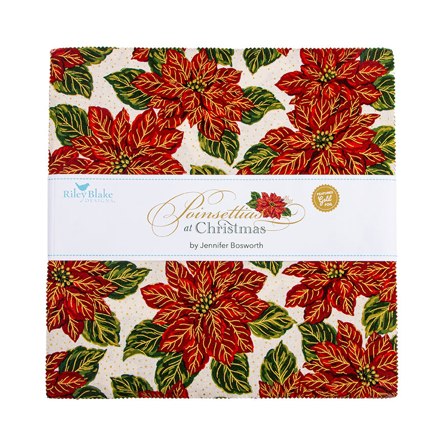 Poinsettias at Christmas Quilt Fabric 10" Stacker 10-17630-42