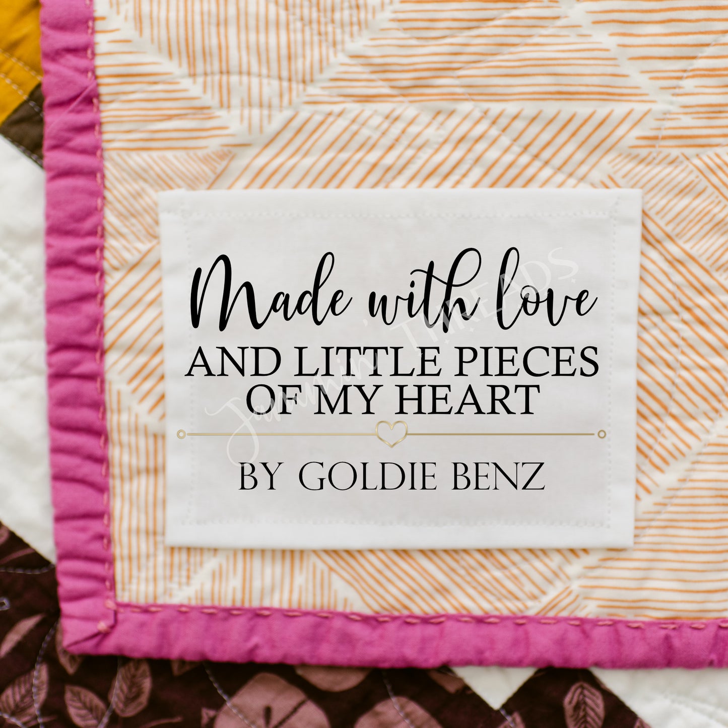 Made with Love and Little Pieces of My Heart. Personalized modern quilt labels. 8 labels