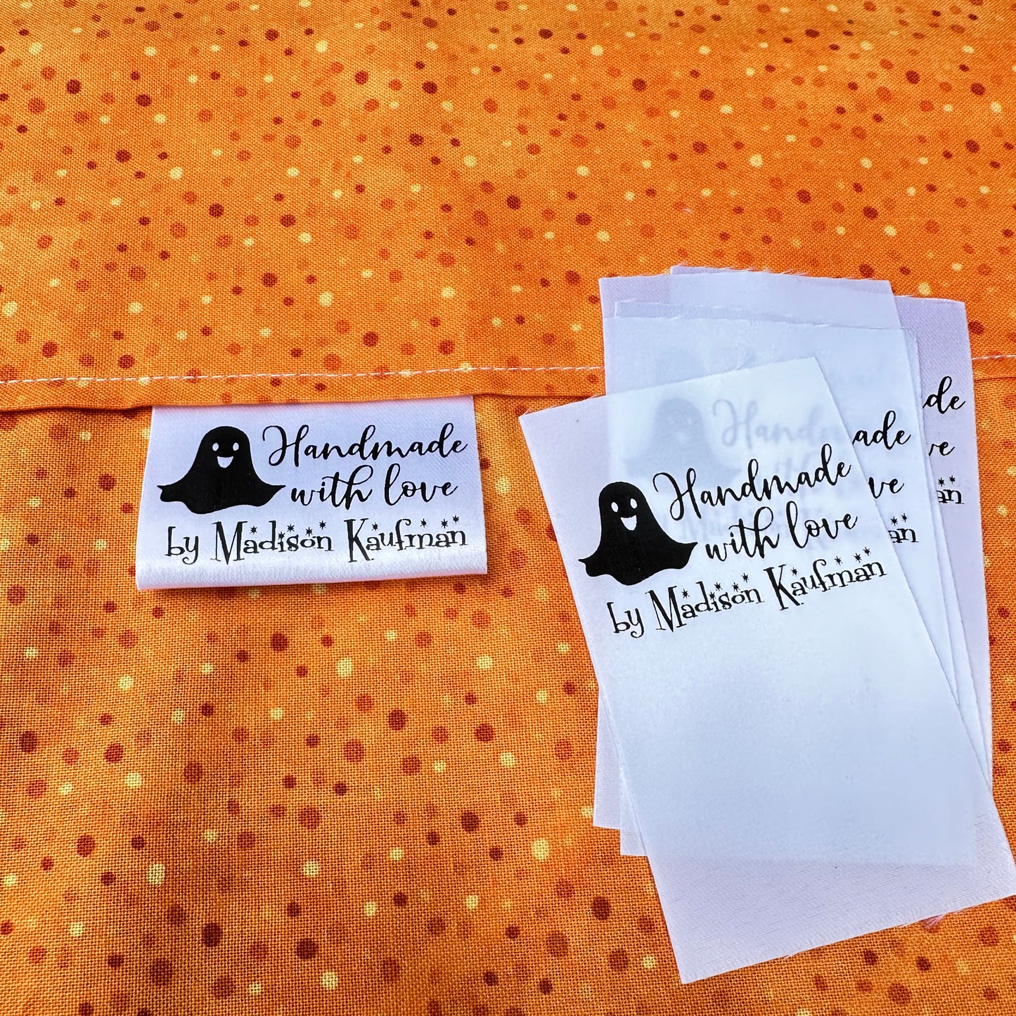 Halloween Satin Labels. Cute, personalized satin quilt labels and tags