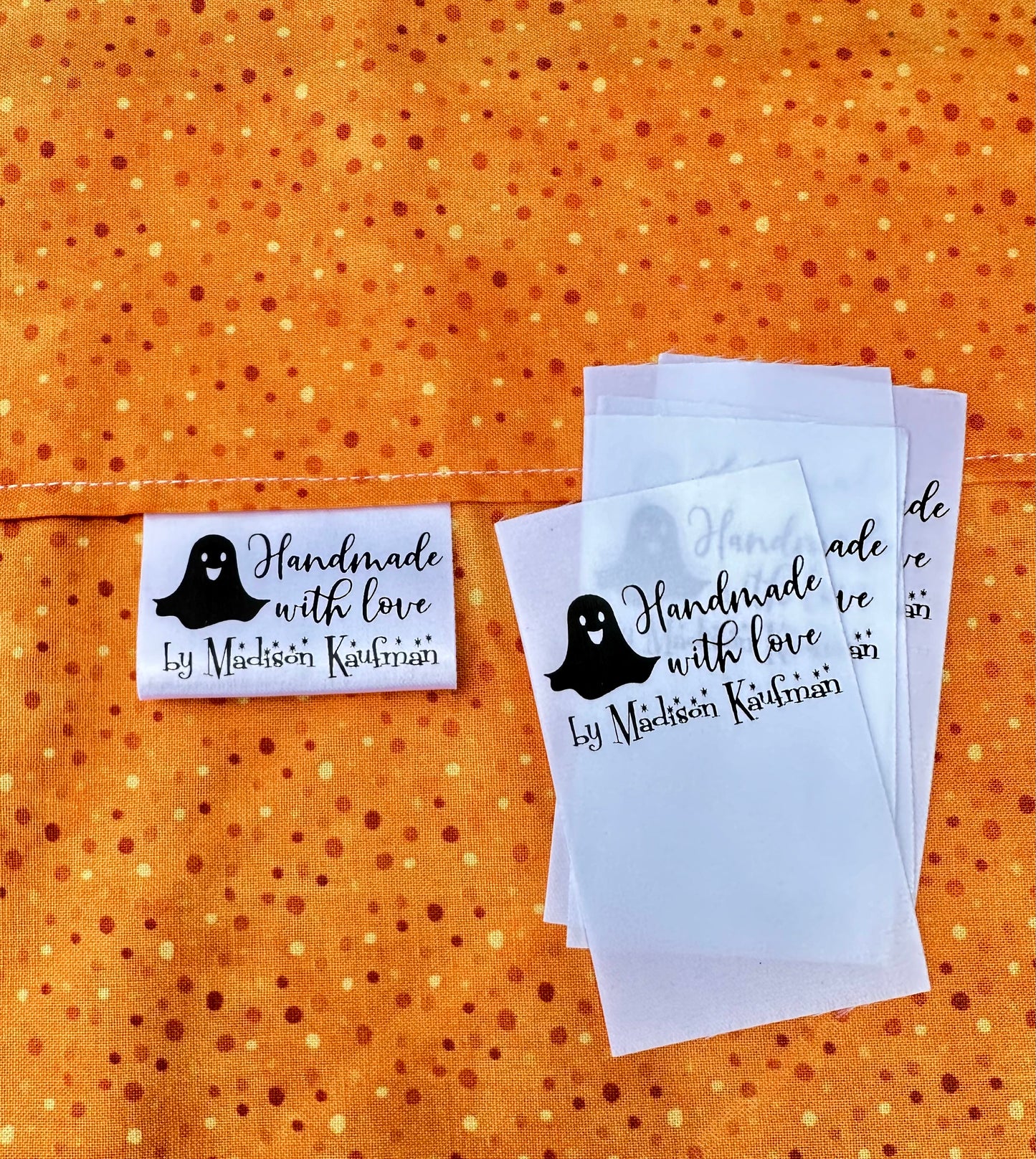 Halloween Satin Labels. Cute, personalized satin quilt labels and tags