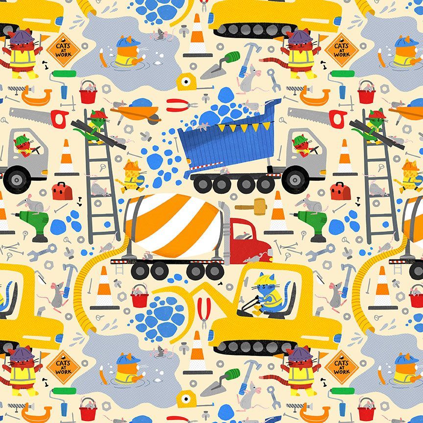 Cats at Work Quilt Kit – A Fun & Playful Quilt for Kids!
