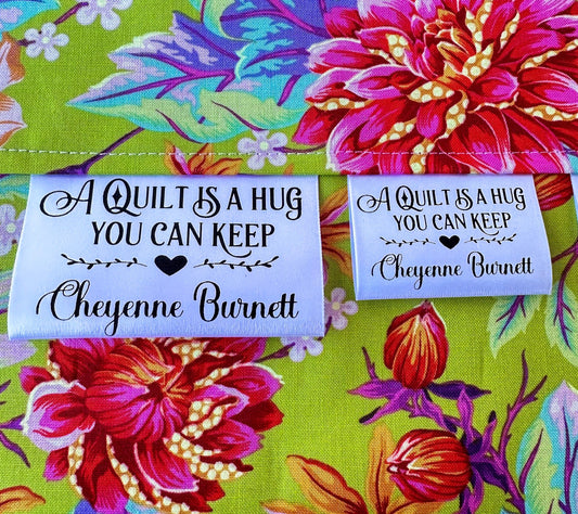A Quilt is A Hug you Can Keep. Satin labels and tags - Jammin Threads