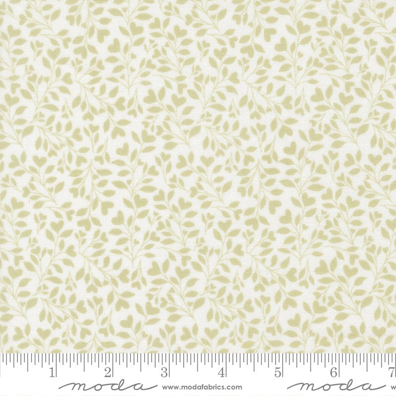 Abide Quilt Fabric by Brenda Riddle Designs Linen White Light Green 18794 25 for Moda Fabrics - Jammin Threads