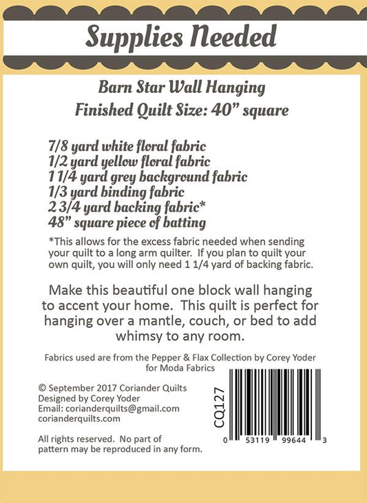 Barn Star Wall Hanging Pattern by Coriander Quilts - Jammin Threads