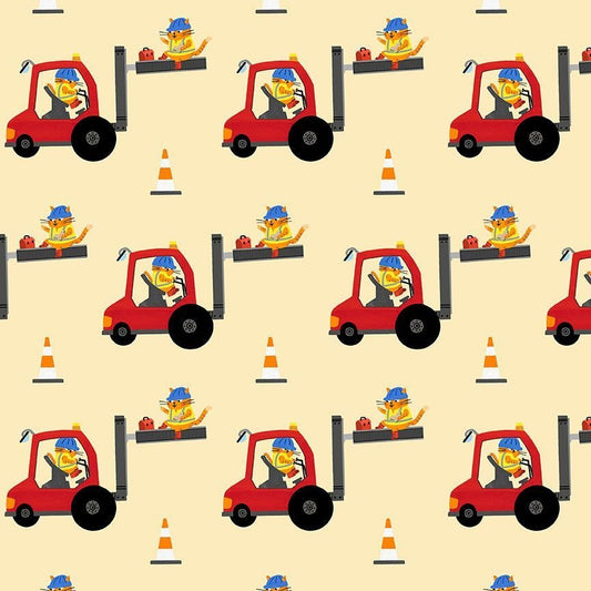 Cats at Work Quilt Fabric Forklift Felines DLW3196 NUGGET - Jammin Threads