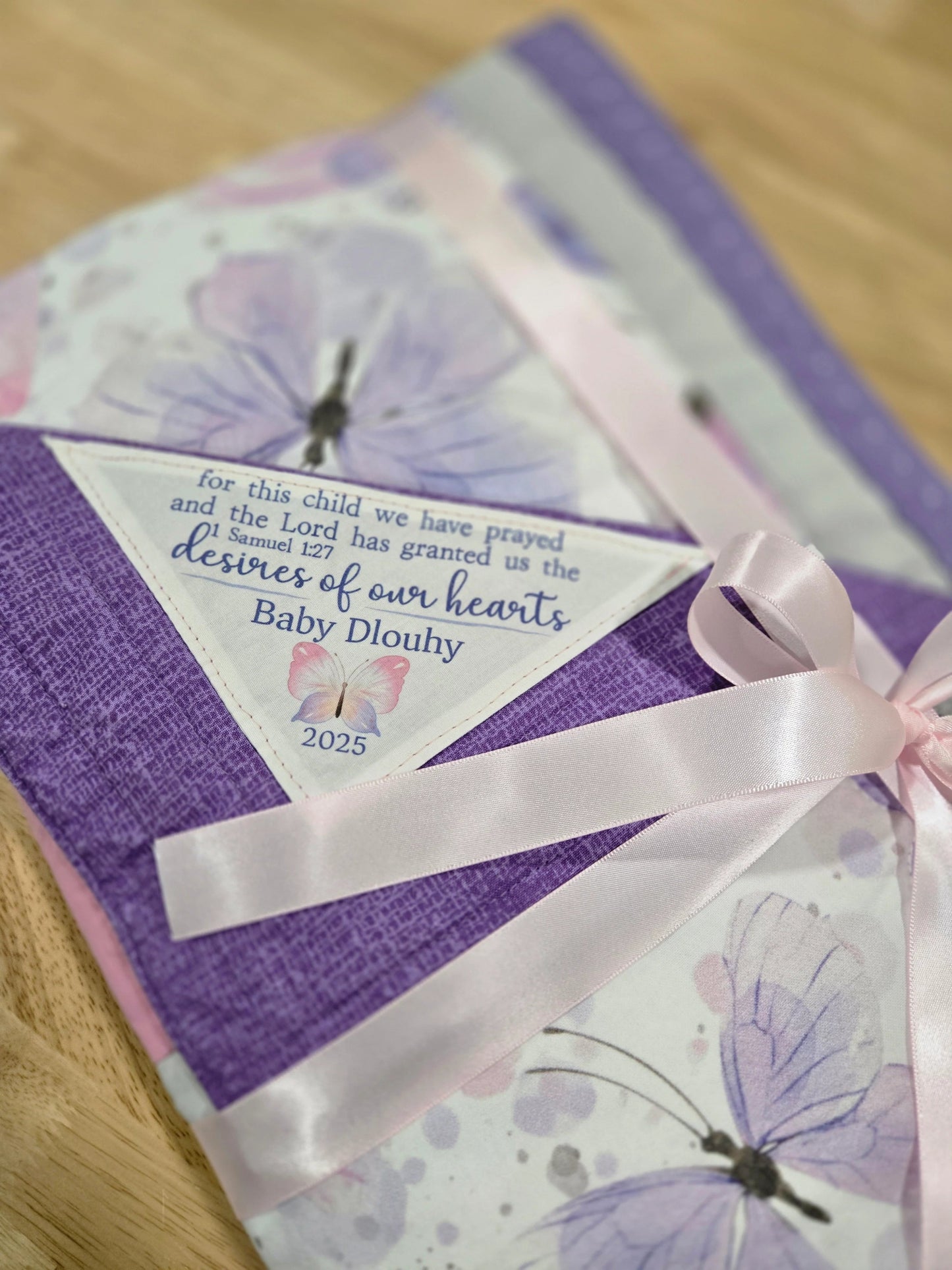 Children’s Corner Quilt Label – “For This Child We Have Prayed” – 5x5" Personalized - Jammin Threads