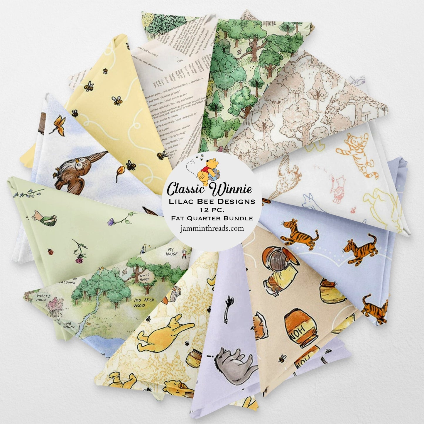Classic Winnie Fat Quarter Bundle – 12 Piece Set by W.A. Dodge for Studio E | Curated by Jammin’ Threads - Jammin Threads