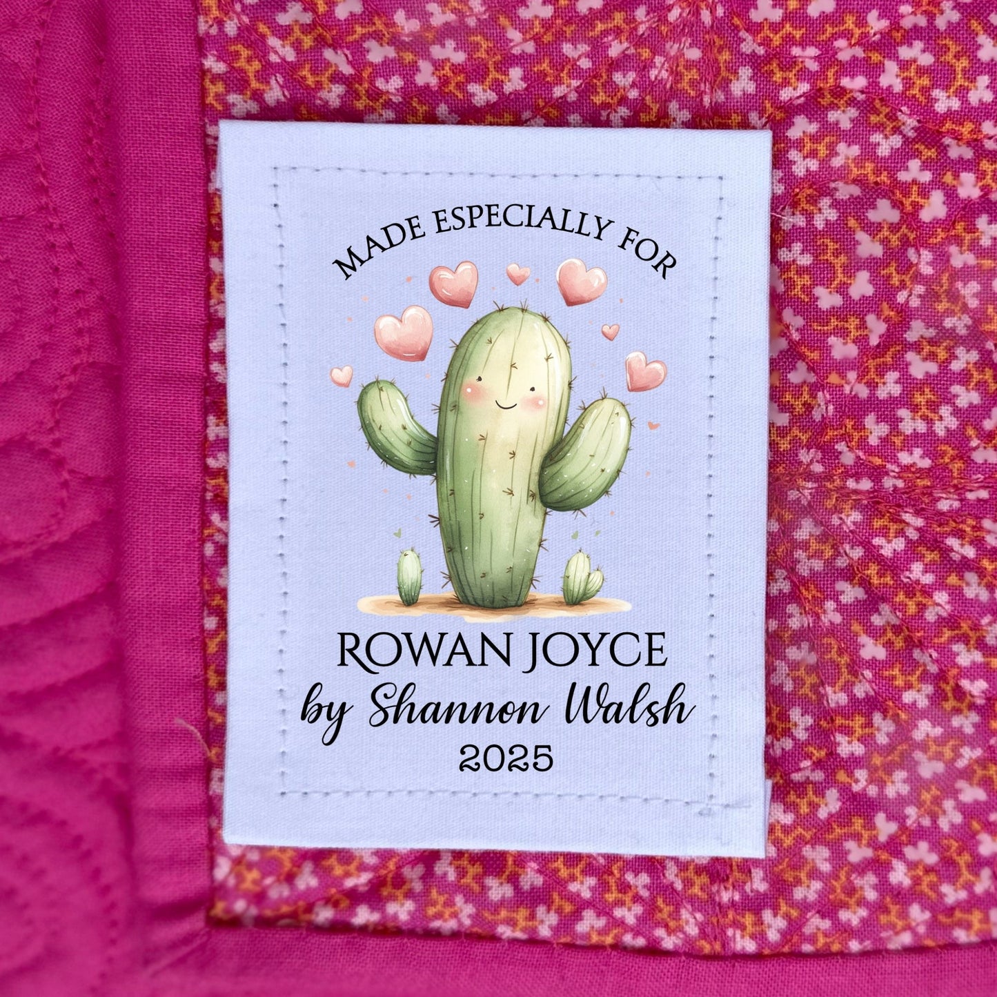 Cute Cactus Quilt Label - Baby and Kids Quilt Label - Jammin Threads