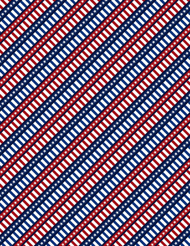 Diagonal Stripe Navy Patriotic Quilt Fabric by Wilmington Prints - Jammin Threads