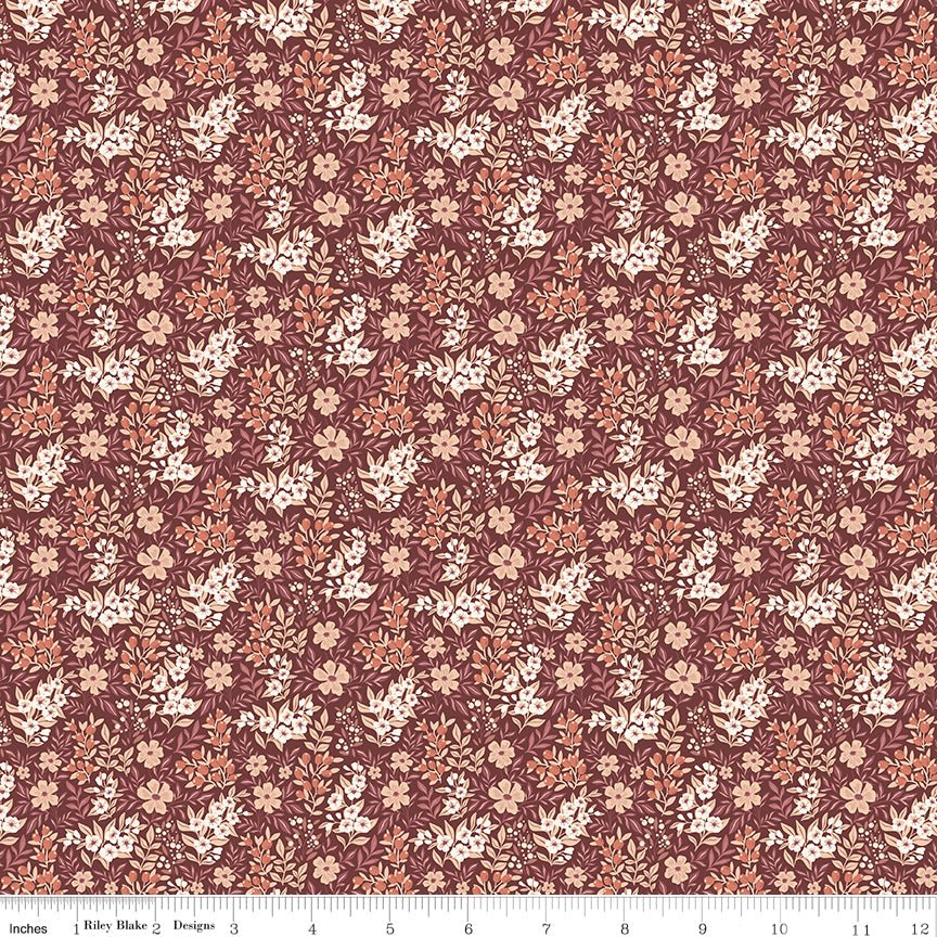 Evening on the Prairie Ditsy Floral Marsala C16747 - MARSALA by Modern Prairie for Riley Blake Designs - Jammin Threads