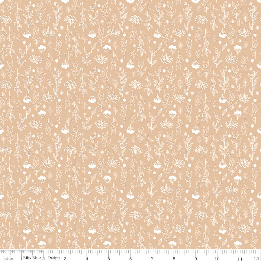 Evening on the Prairie Silhouette Floral Beige C16748 - BEIGE by Modern Prairie for Riley Blake Designs - Jammin Threads