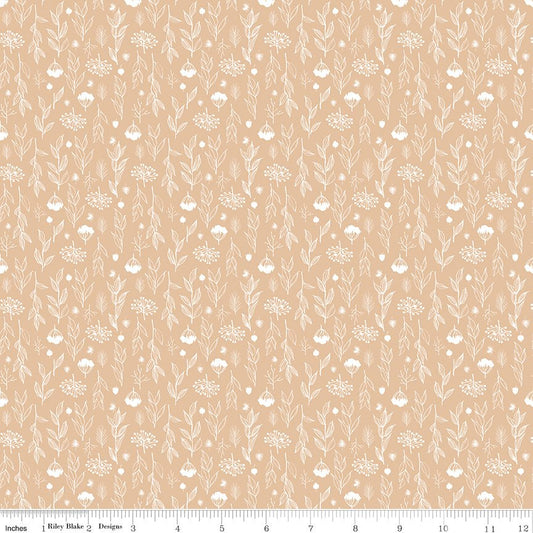 Evening on the Prairie Silhouette Floral Beige C16748 - BEIGE by Modern Prairie for Riley Blake Designs - Jammin Threads