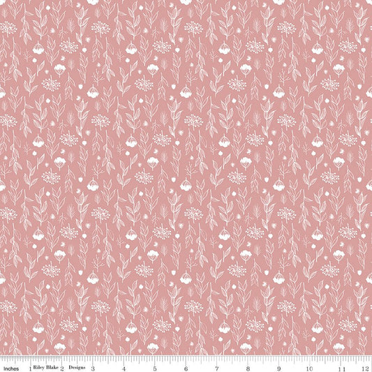 Evening on the Prairie Silhouette Floral Pink C16748 - PINK by Modern Prairie for Riley Blake Designs - Jammin Threads
