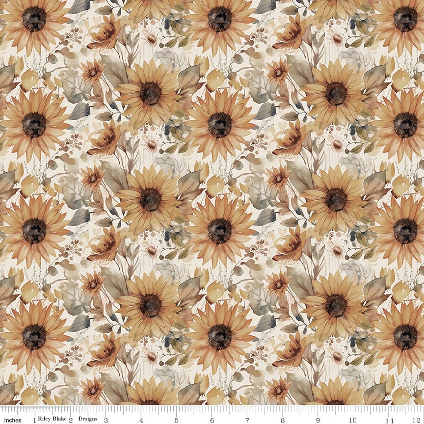 Evening on the Prairie Watercolor Sunflowers Cream by Modern Prairie for Riley Blake Designs CD16743 - CREAM - Jammin Threads