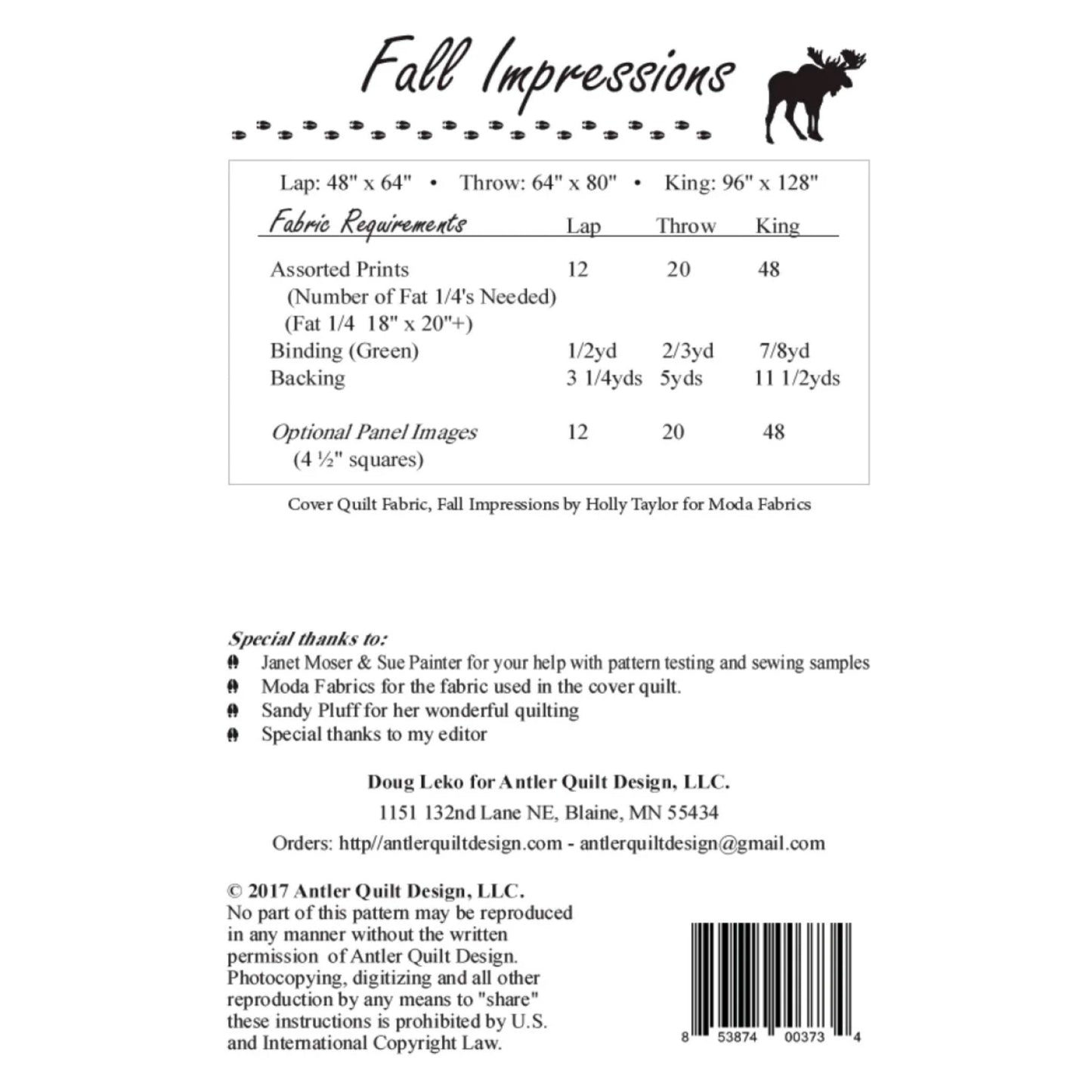Fall Impressions Quilt Pattern by Doug Leko for Antler Quilt Designs - Jammin Threads