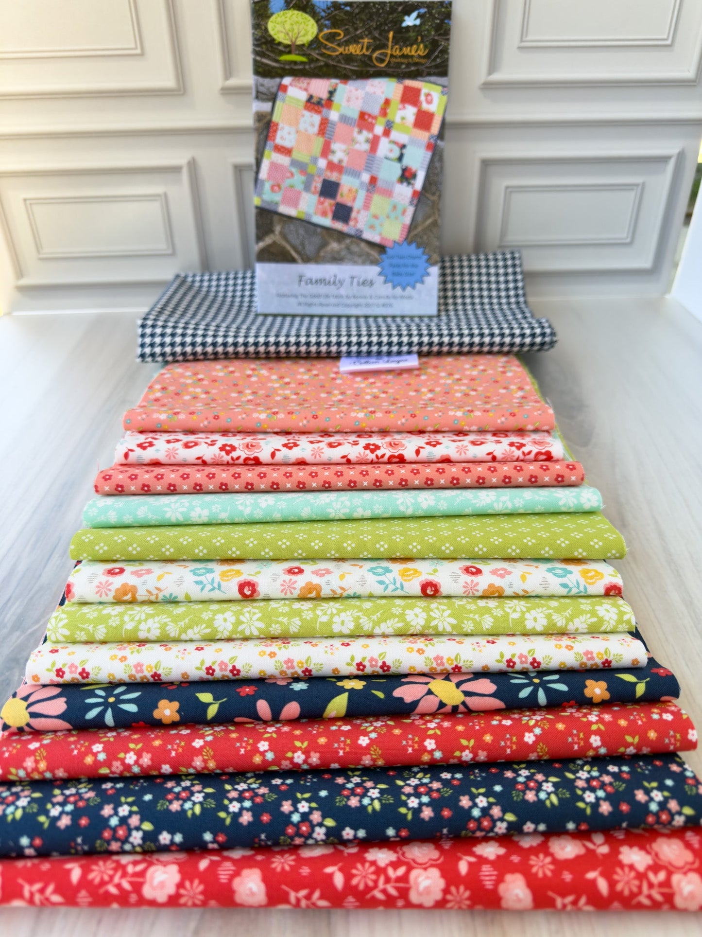 Family Ties Baby Quilt Kit – Delightfully Yours by Sherri & Chelsi for Moda – Includes Pattern, Fabrics & Personalized Satin Tag - Jammin Threads