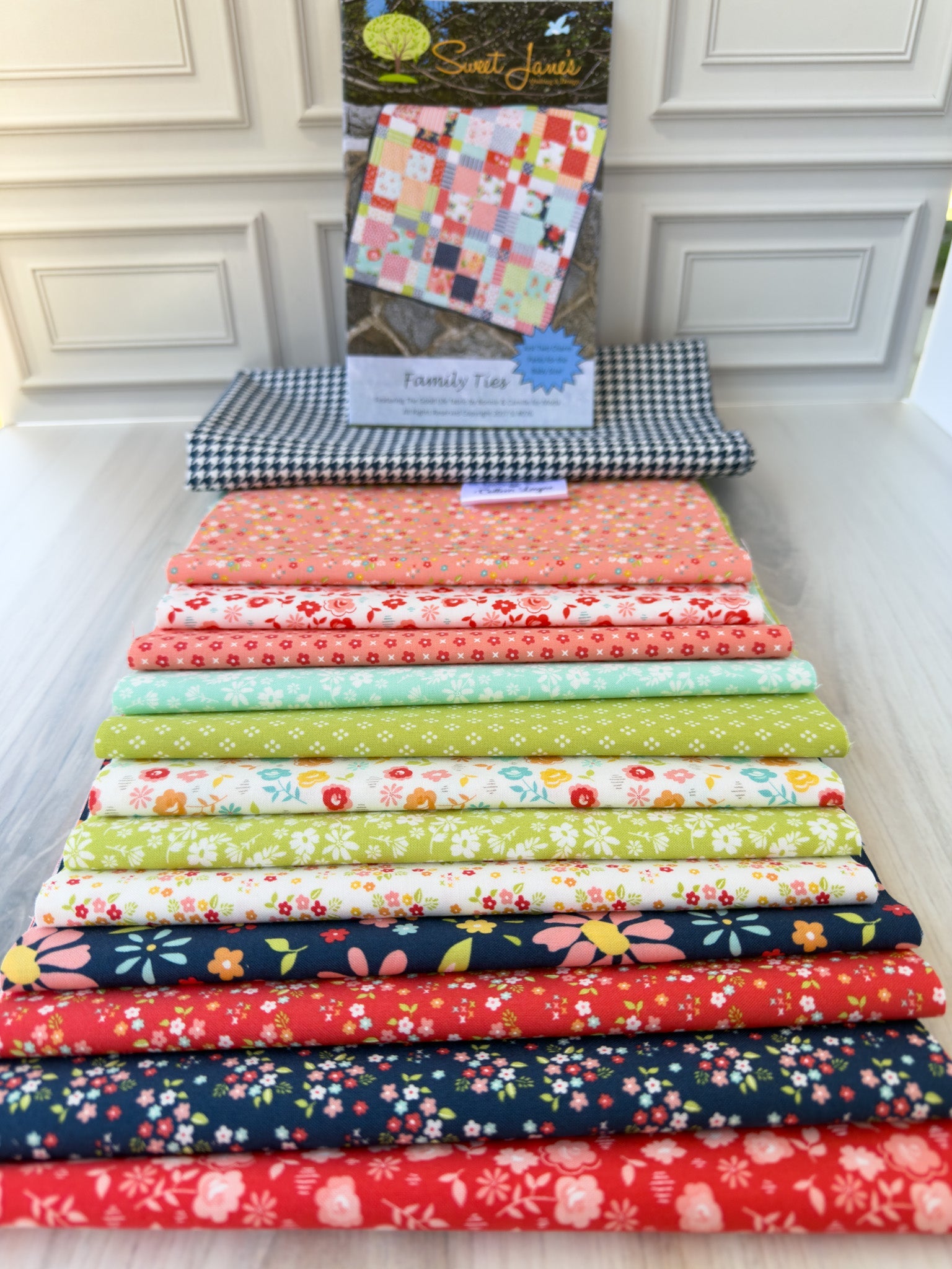 Family Ties Baby Quilt Kit – Delightfully Yours by Sherri & Chelsi for Moda – Includes Pattern, Fabrics & Personalized Satin Tag - Jammin Threads