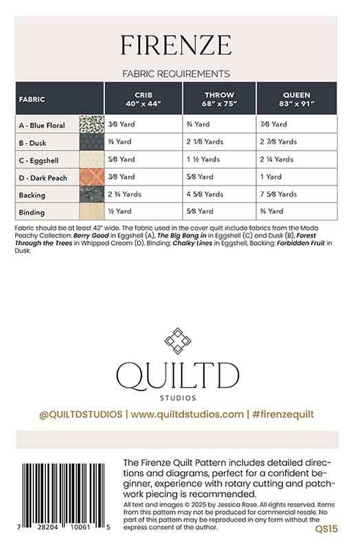 Firenze Quilt Pattern by Jessica Rose | Modern Quilt Design | Crib, Throw & Queen Sizes - Jammin Threads