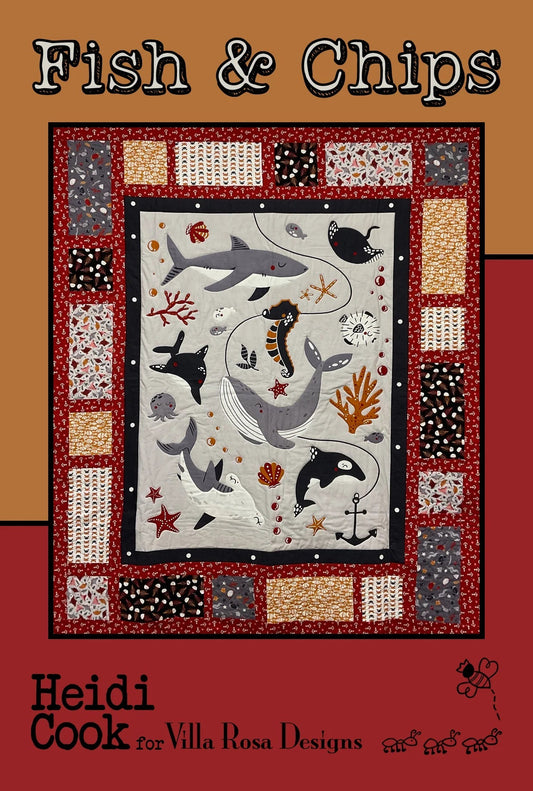 Fish & Chips Quilt Panel Pattern by Heidi Cook (PDF Version) - Jammin Threads