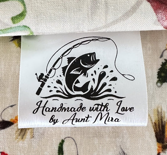 Fishing Satin Quilt tags and labels - Jammin Threads
