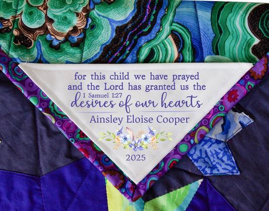 For this Child We Have Prayed 1 Samuel 1:27 Corner Quilt Label - Jammin Threads