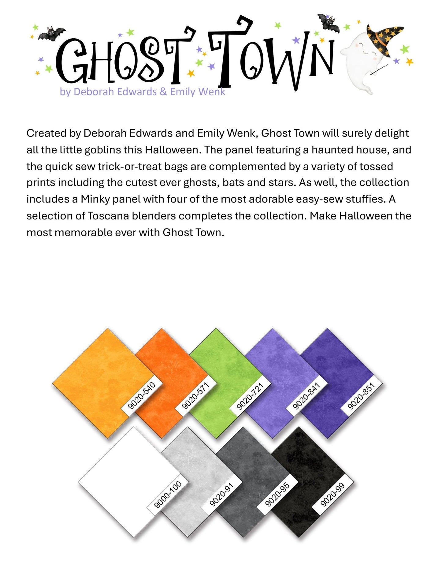 Ghost Town Halloween Quilt Fabric Superwhite 9000 - 100 by Monarch Northcott Fabric - Jammin Threads