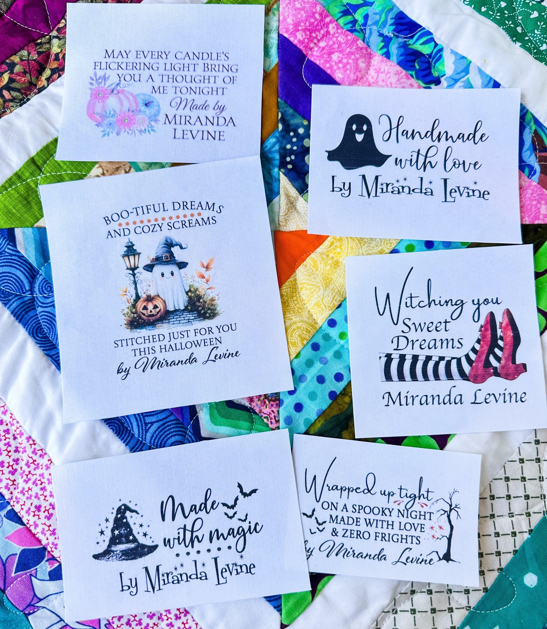Halloween Quilt Label Assortment – Personalized Sheet of 6 - Jammin Threads