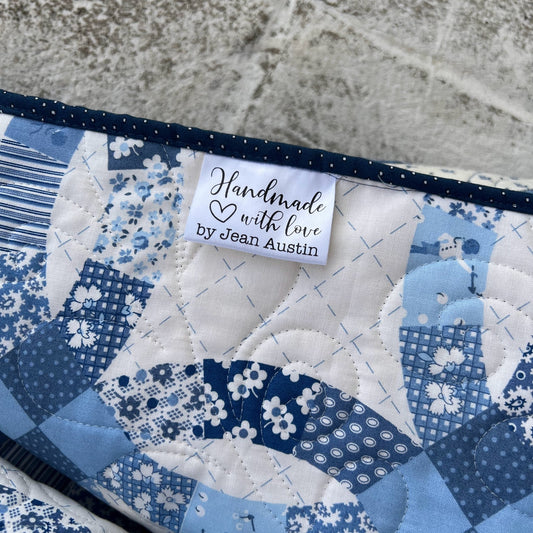 Handmade with Love. Modern satin tags and labels for sewing and quilting - Jammin Threads