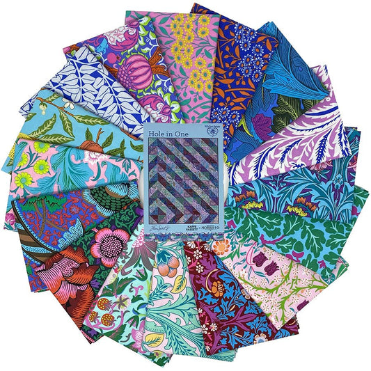 Hole in One Quilt Kit – Kaffe Fassett & Morris & Co Fabrics | 56" x 70" Quilt Top + Binding + Personalized Satin Tag - Jammin Threads