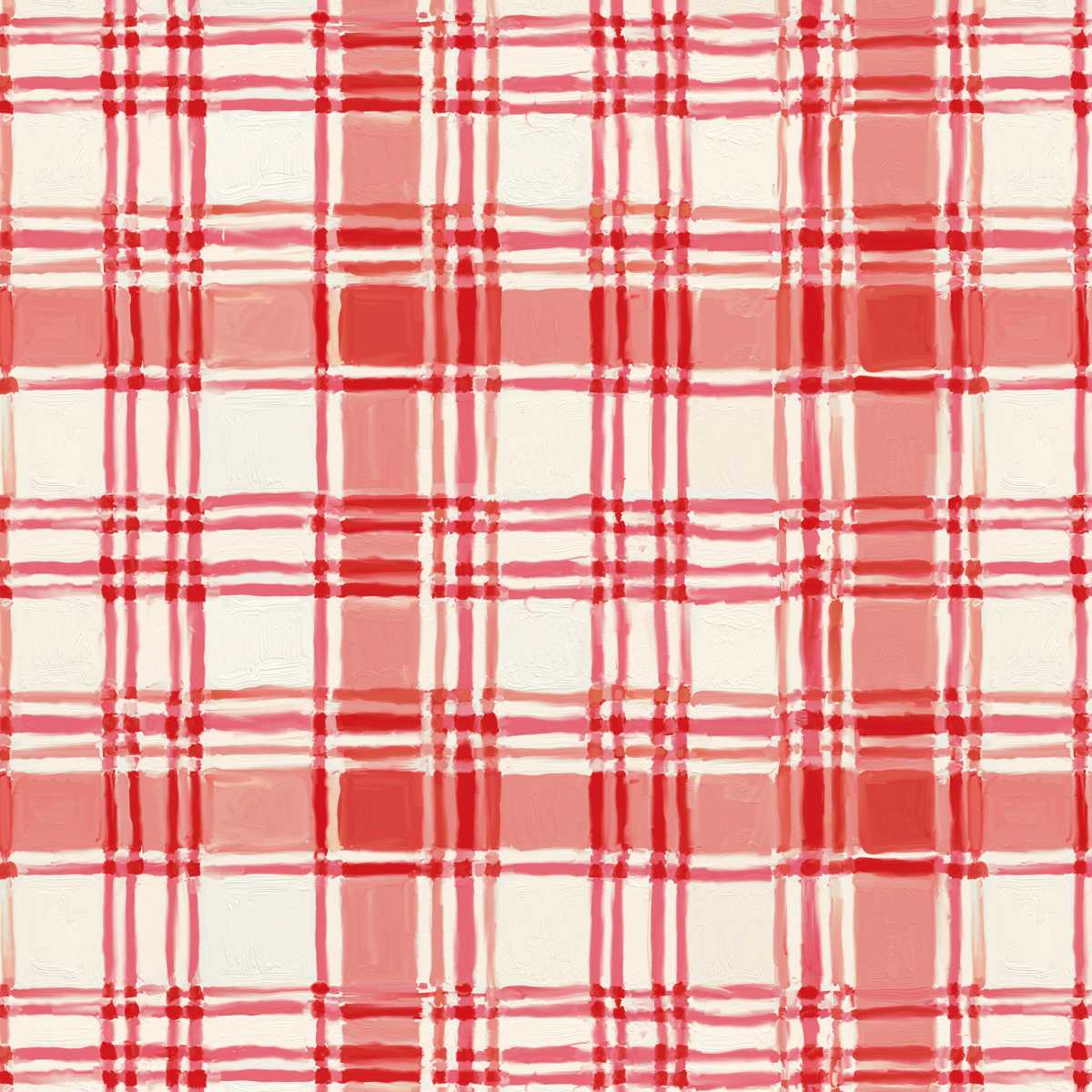 Holly Woods Christmas Quilt Fabric Painted Plaid 9241-83 Coral - Jammin Threads