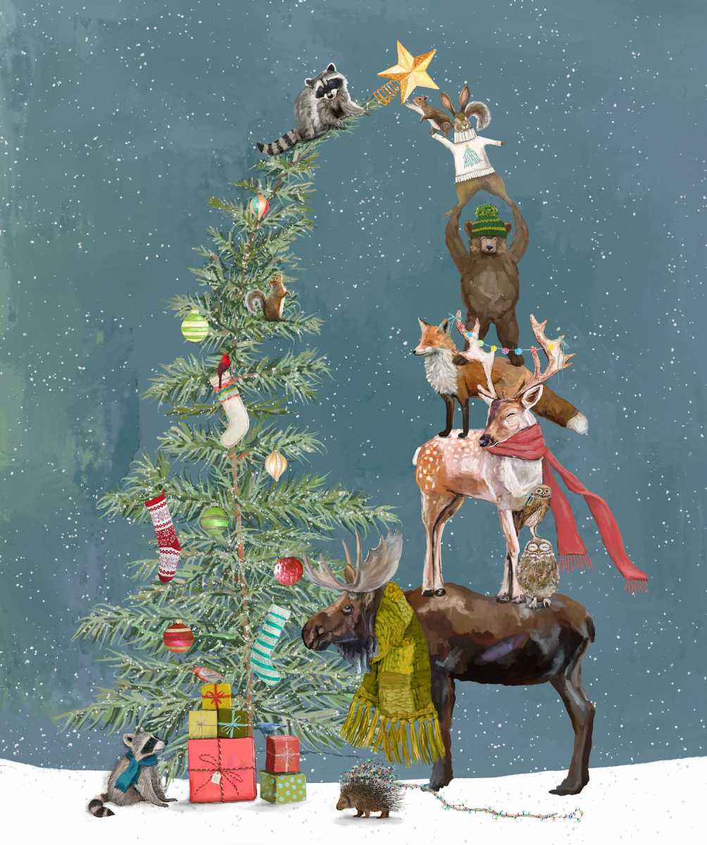 Holly Woods Christmas Quilt Woodland Decorating Panel 36" 9247P-79 Slate* - Jammin Threads