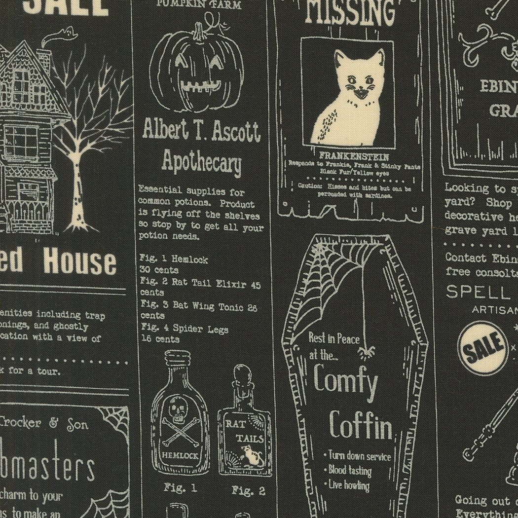 Home Sweet Haunt Halloween Quilt Fabric by Stacy Iest Hsu for Moda Fabrics Midnight 20910 17 - Jammin Threads