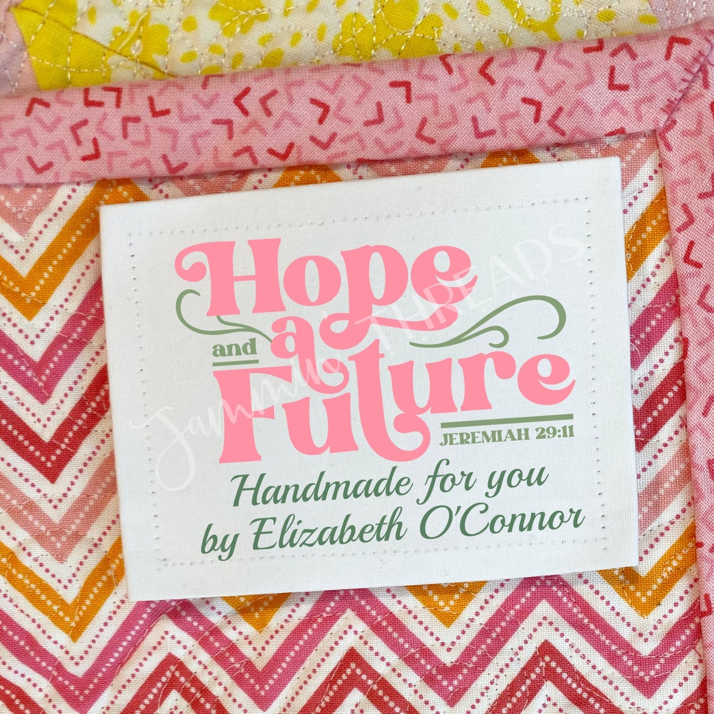 Hope and A Future. Jeremiah 29:11 Christian Quilt Labels - Jammin Threads