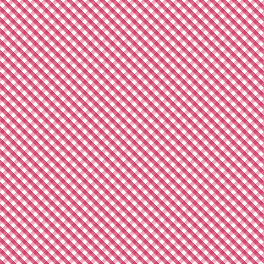 Hydrangeas in the Garden Quilt Fabric Gingham Raspberry C16835 - RASPBERRY - Jammin Threads