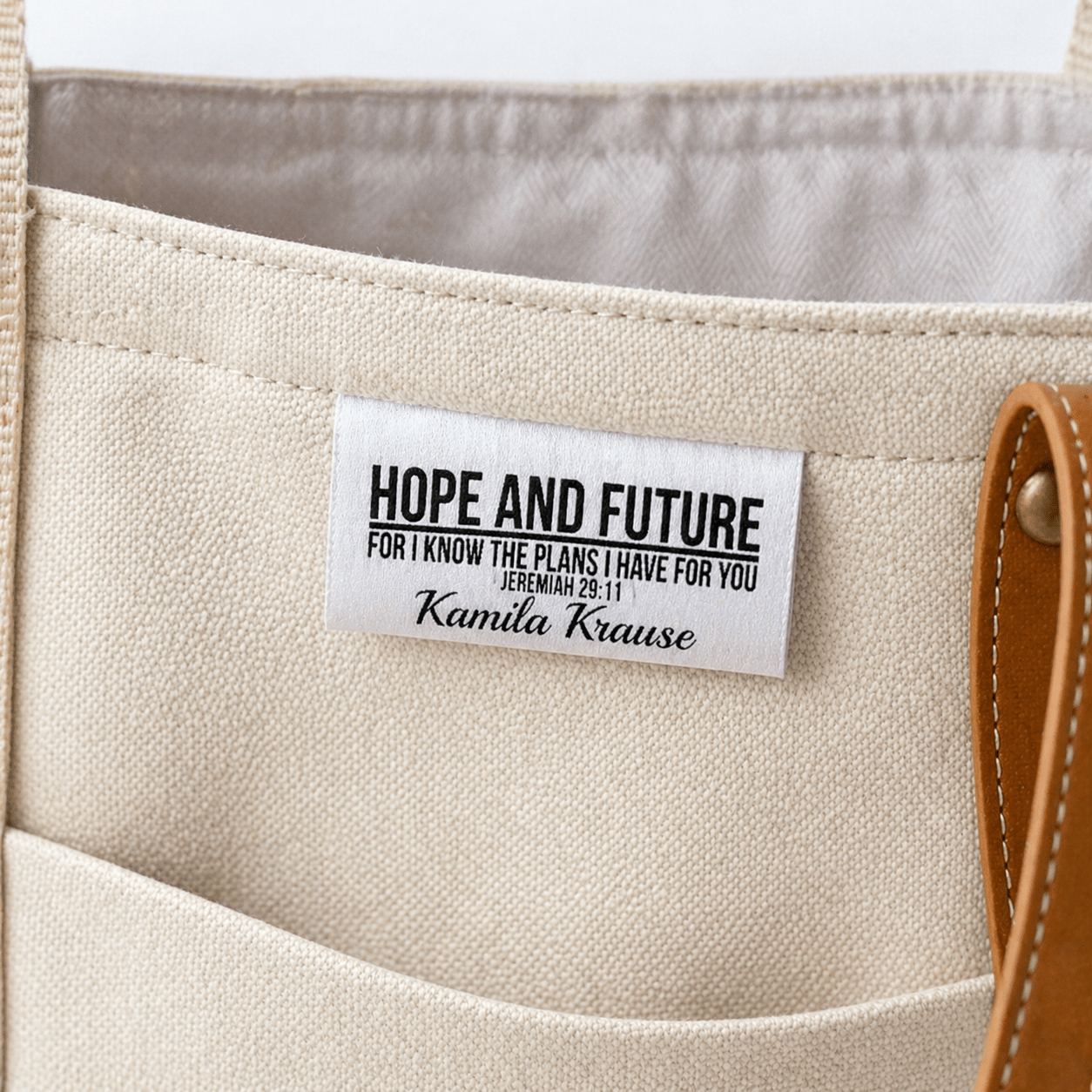 Jeremiah 29:11 Quilt Label – Hope & Future Satin Tag | Personalized Sew - In Label with Name | Christian Quilt Tag - Jammin Threads