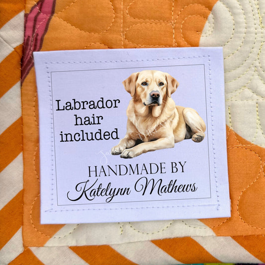 Labrador Hair Included. Yellow Labrador Retriever. Sheet of 6 Quilt Labels - Jammin Threads