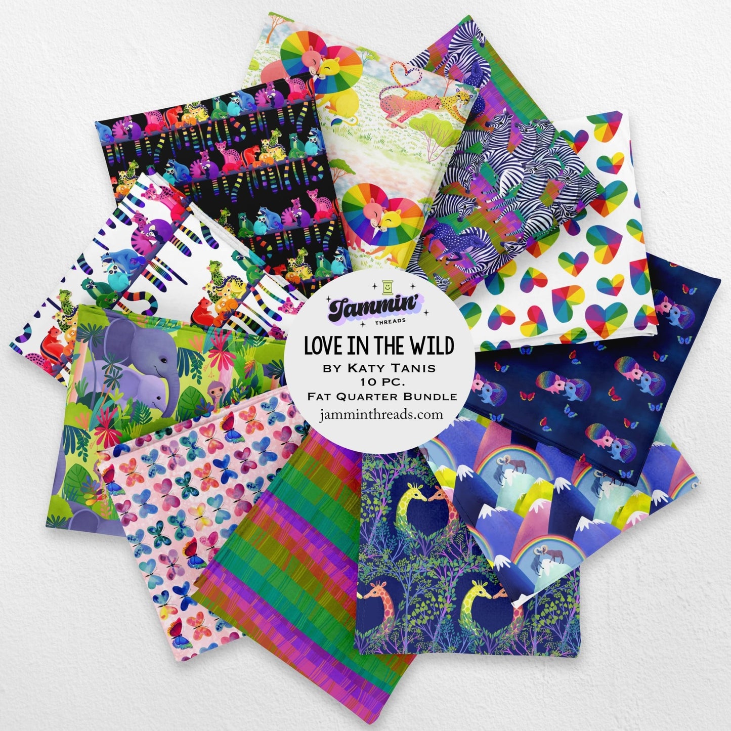 Love in the Wild Fat Quarter Bundle – 11 Piece Set by Katy Tanis for Free Spirit Fabrics | Curated by Jammin’ Threads - Jammin Threads