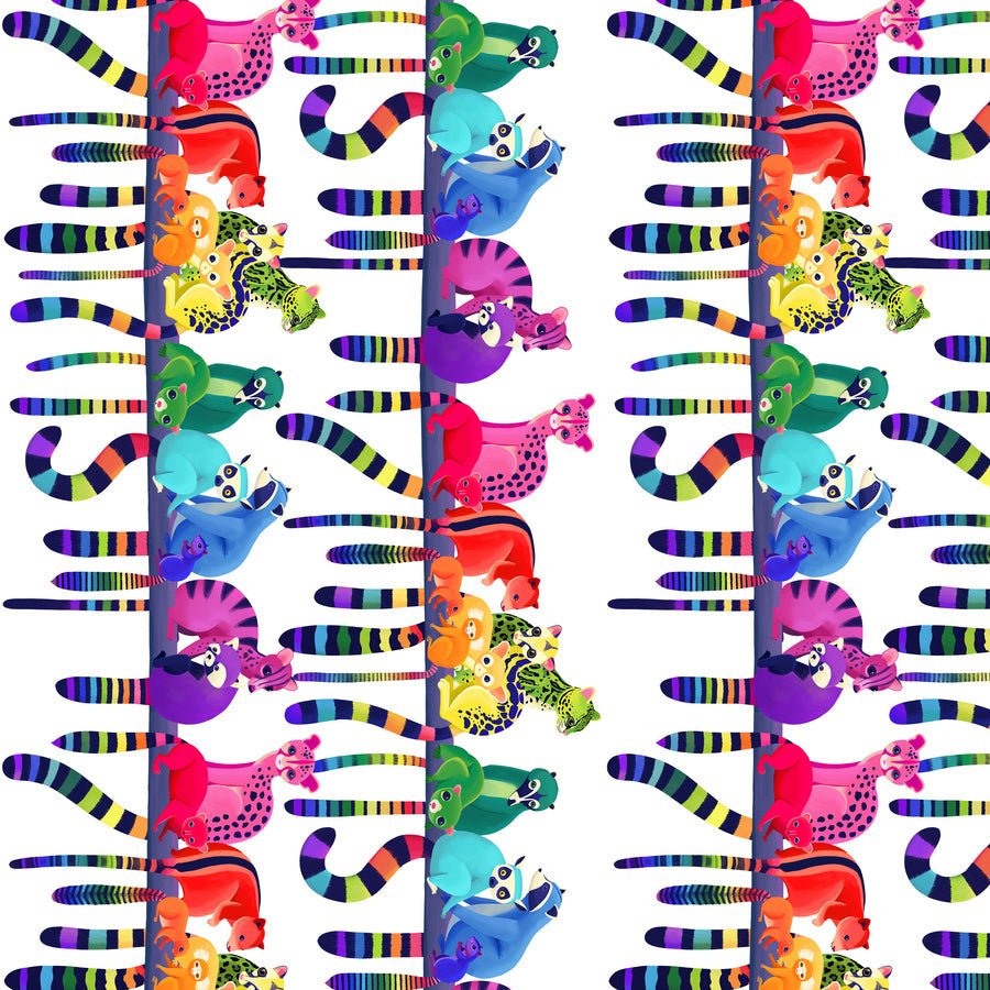Love in the Wild Quilt Fabric - Ringtail Love Night - White - PWKT040.XWHITE - Jammin Threads