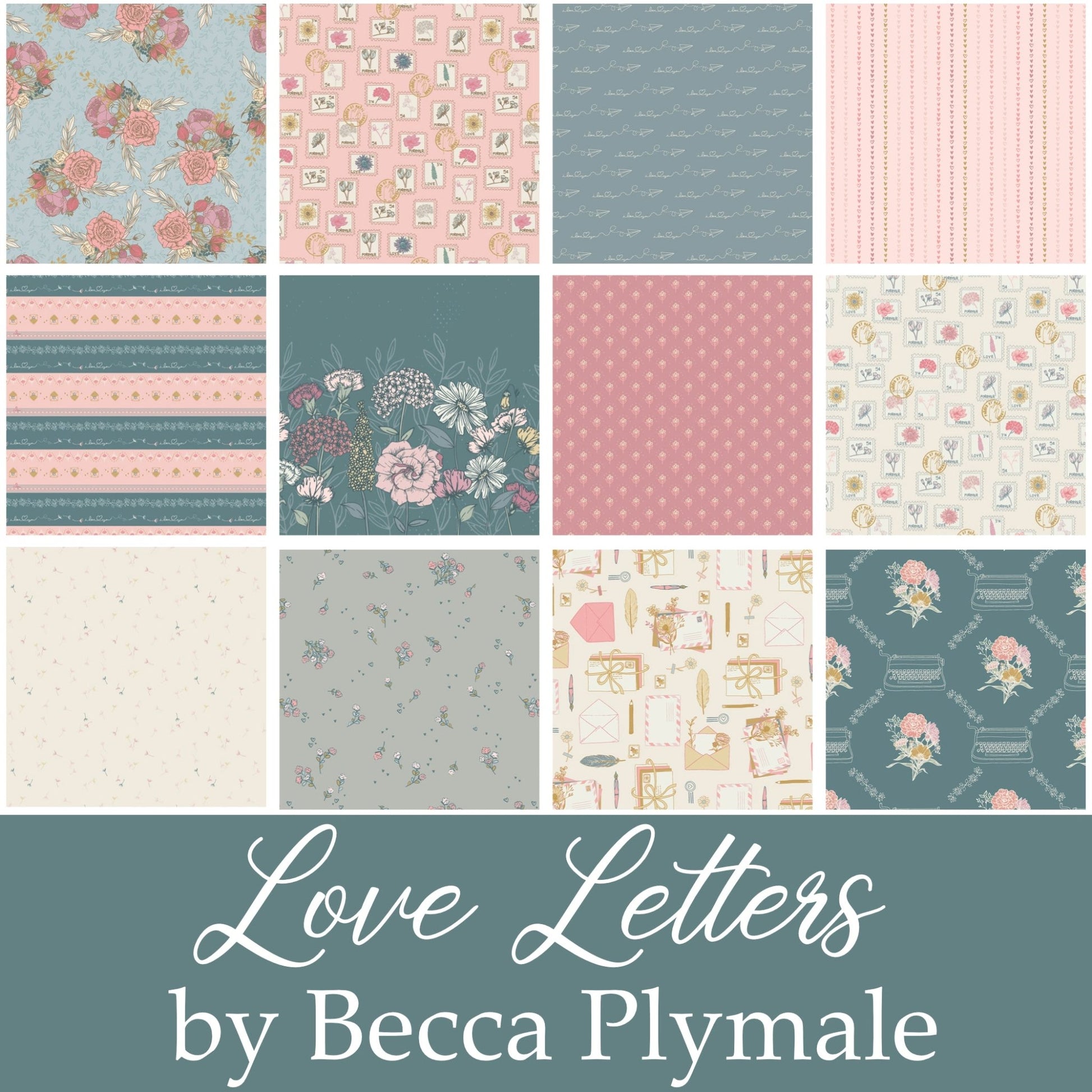 Love Letters Quilt Fabric Falling in Love Sky by Becca Plymale for Art Gallery - Jammin Threads