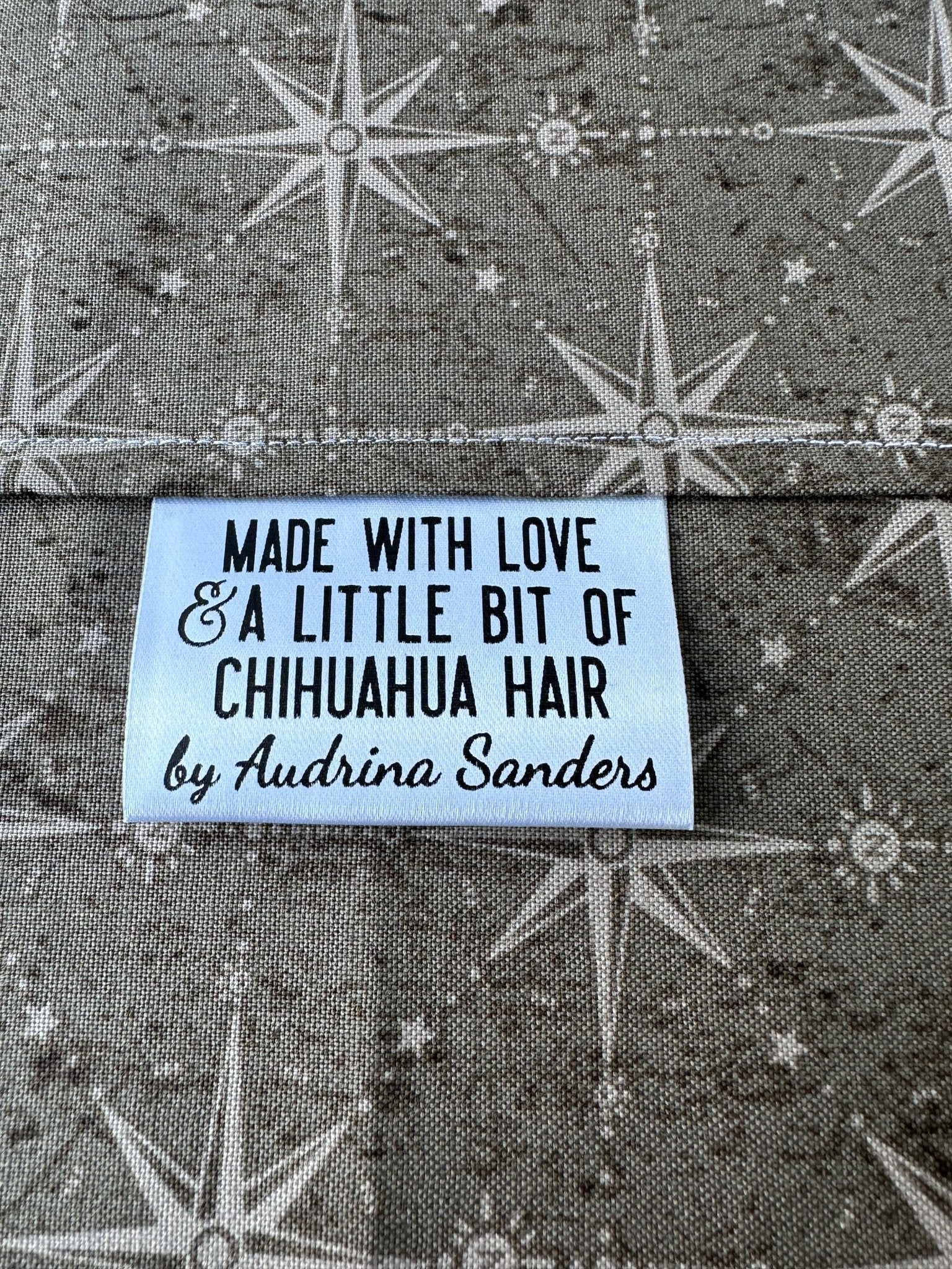 Made with Love and A Little Bit of Chihuahua Hair. Personalized Satin Tags - Jammin Threads