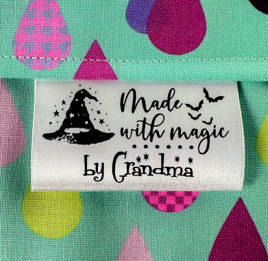 Made with Magic Halloween Satin Labels. Witchy quilt tags - Jammin Threads