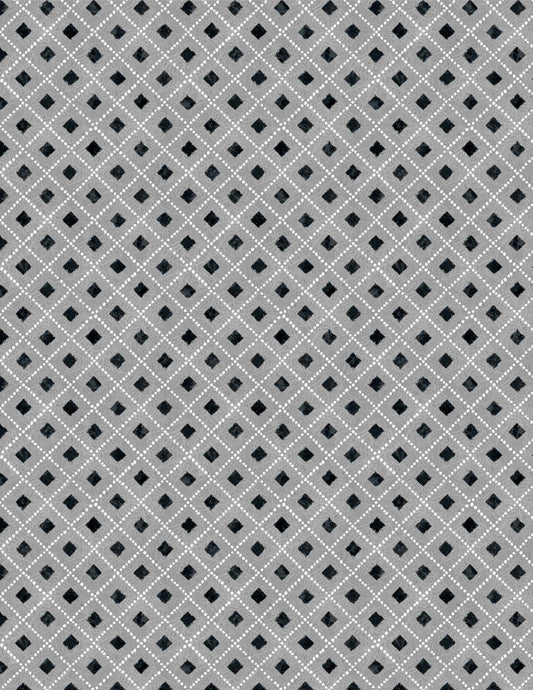 Midnight Hauntings Diamonds Gray Halloween Quilt Fabric by Michael Davis for Wilmington Prints 3008 96488 991 - Jammin Threads