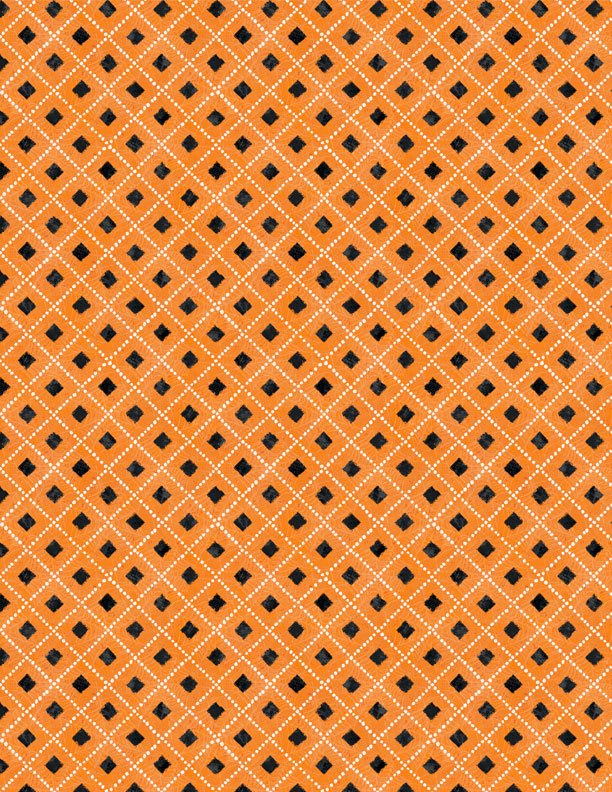 Midnight Hauntings Diamonds Orange Halloween Quilt Fabric by Michael Davis for Wilmington Prints 3008 96488 891 - Jammin Threads