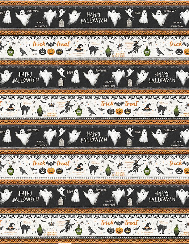 Midnight Hauntings Repeating Stripe Multi Halloween Quilt Fabric by Michael Davis for Wilmington Prints 3008 96481 918 - Jammin Threads