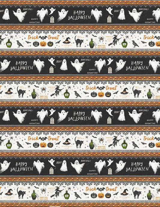 Midnight Hauntings Repeating Stripe Multi Halloween Quilt Fabric by Michael Davis for Wilmington Prints 3008 96481 918 - Jammin Threads