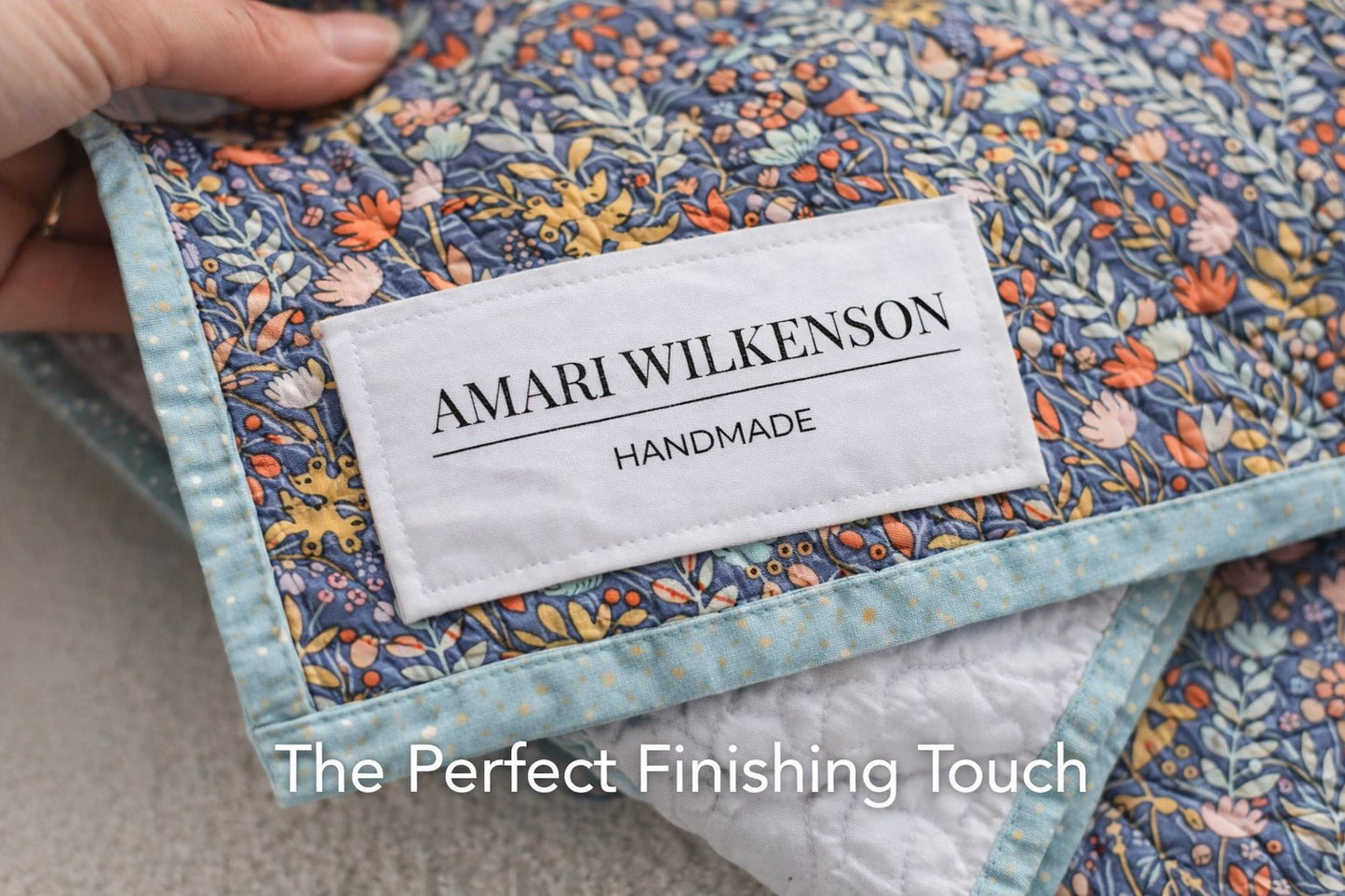 Modern Personalized Quilt Labels – Minimalist Handmade Quilt Label with Name – 10 Fabric Labels per Sheet – Cotton or Polyester – 3 x 0.75 - Jammin Threads