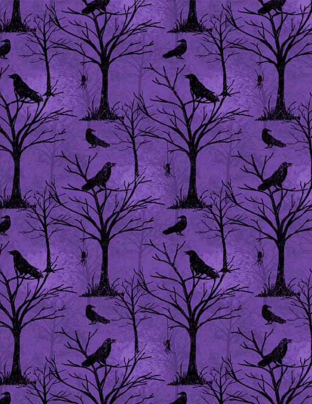 Moonlit Manor Trees and Critters All Over Purple Halloween Quilt Fabric by Wilmington Prints 3071 34011 699 - Jammin Threads
