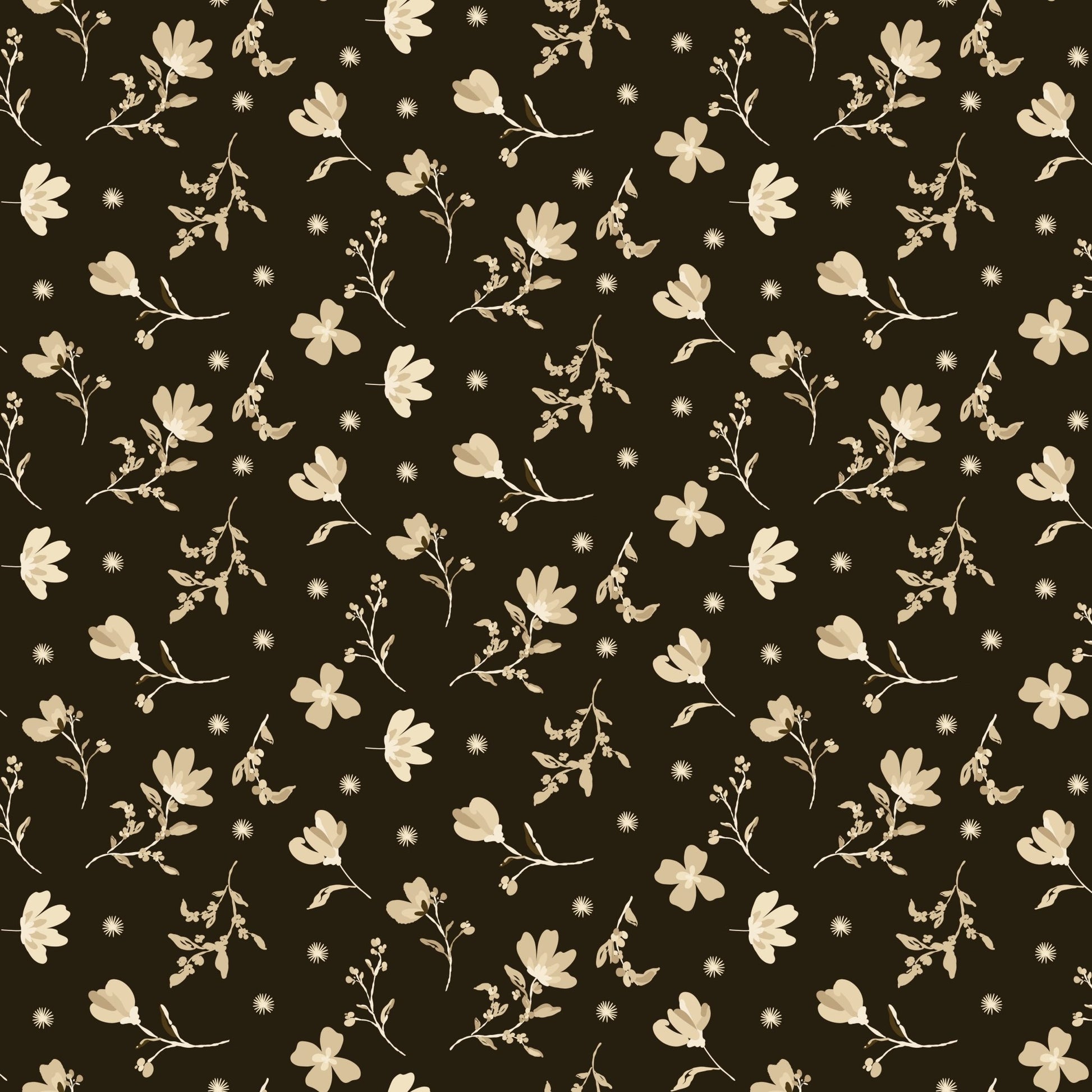 Morning Latte Quilt Fabric by Sandy Gervais Floral Espresso C16921 - ESPRESSO - Jammin Threads