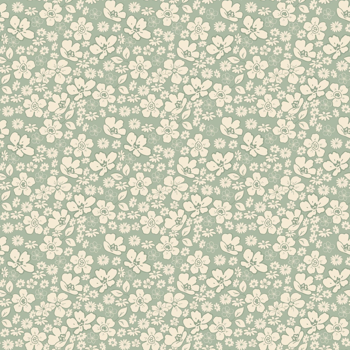 Morning Latte Quilt Fabric by Sandy Gervais Tonal Floral Aloe C16923 - ALOE - Jammin Threads