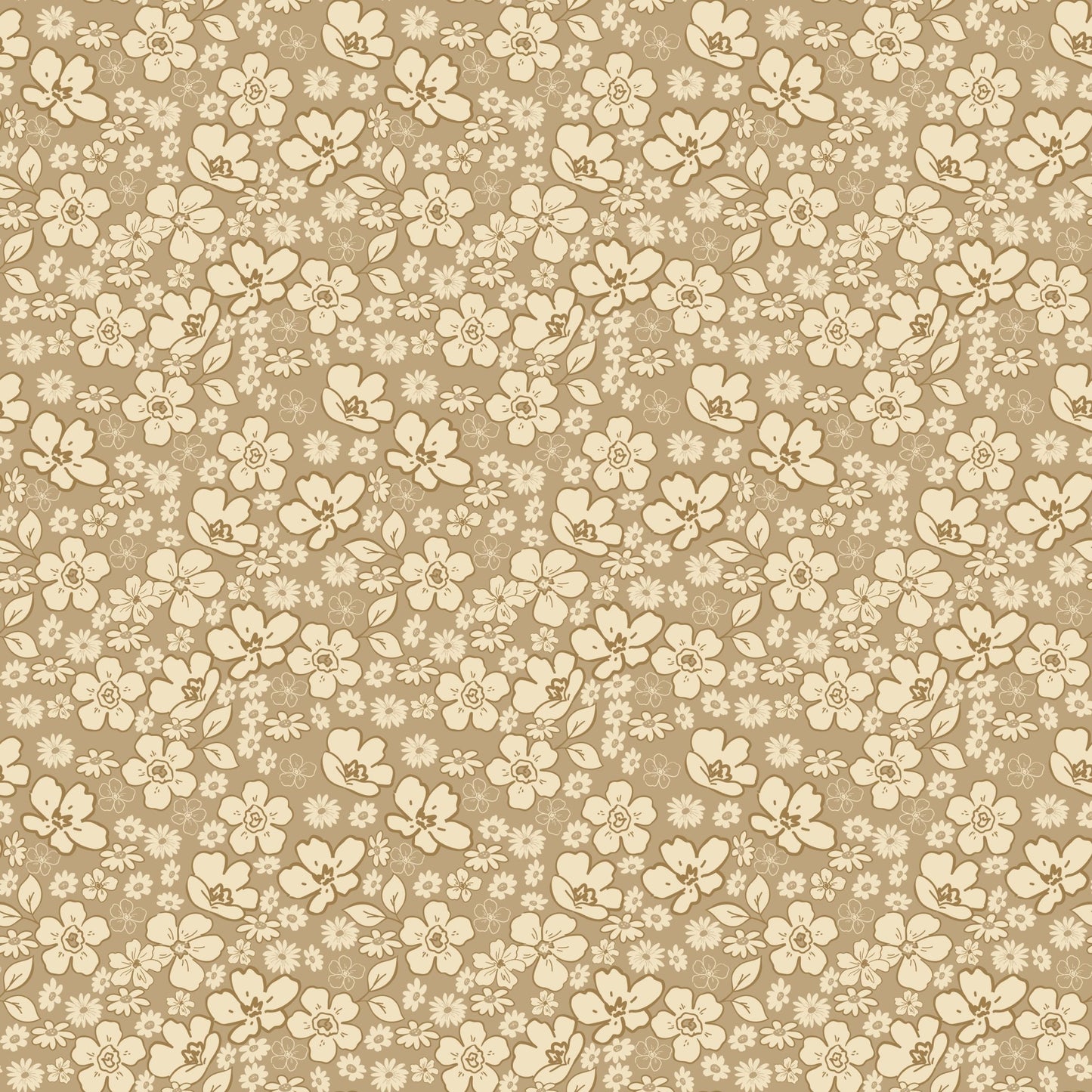 Morning Latte Quilt Fabric by Sandy Gervais Tonal Floral Camel C16923 - CAMEL - Jammin Threads